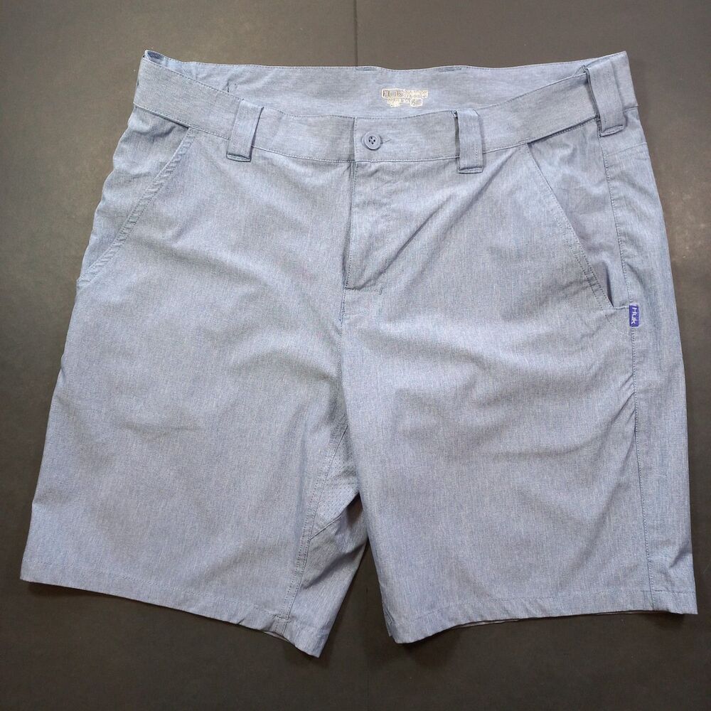Huk Beacon Fishing Shorts Mens XL Blue Performance Cargo Short Technical Walk